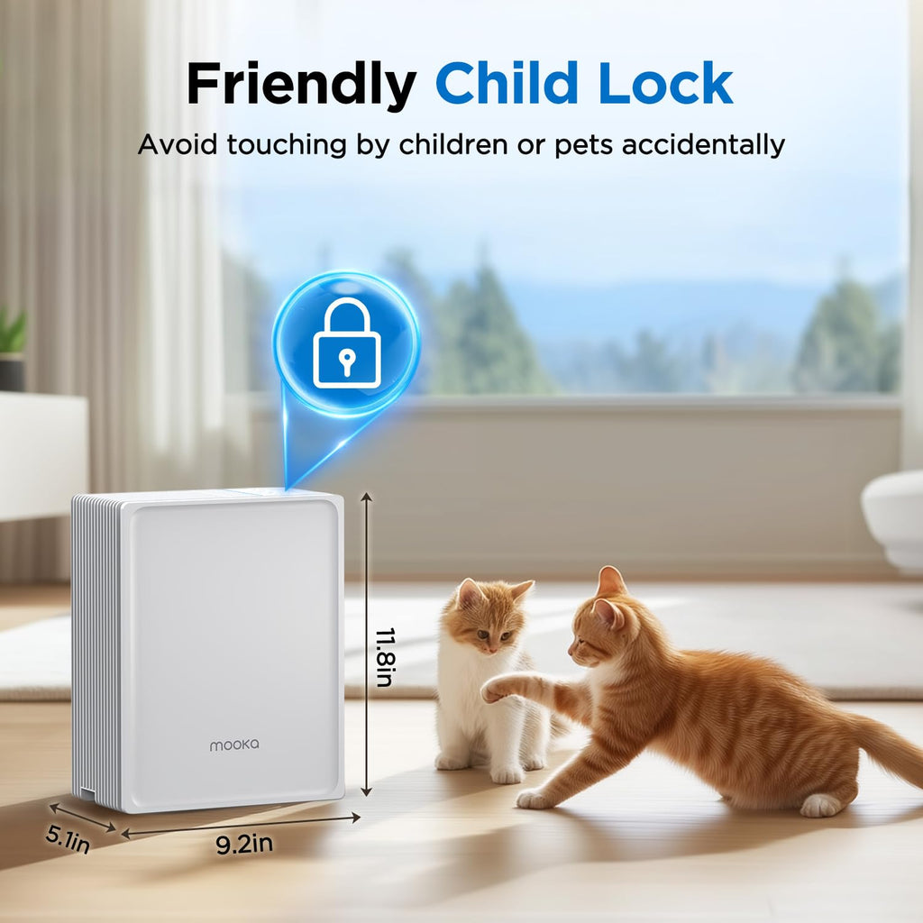 MOOKA Air Purifier for Home Pets Large Room 1300 Ft², Washable Pre-Filter