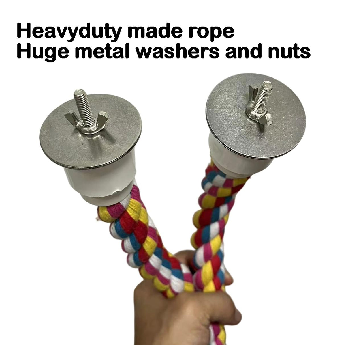 2pcs 48inch(122cm) Parrot Rope Perches,Bendable Climbing Standing Chew Cage Toys Heavyduty Made Bungee Toys for Large to Regular Size Birds