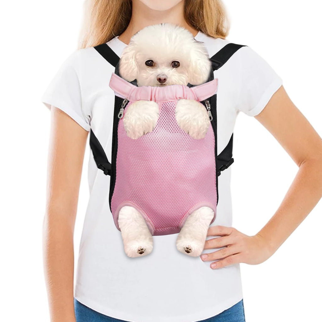 FEimaX Dog Carrier Backpack Pet Legs Out Front Cat Travel Bag, Adjustable Puppy Backpacks Carriers Hands-Free for Small Medium Dogs Cats Hiking Traveling Camping Daily Walking