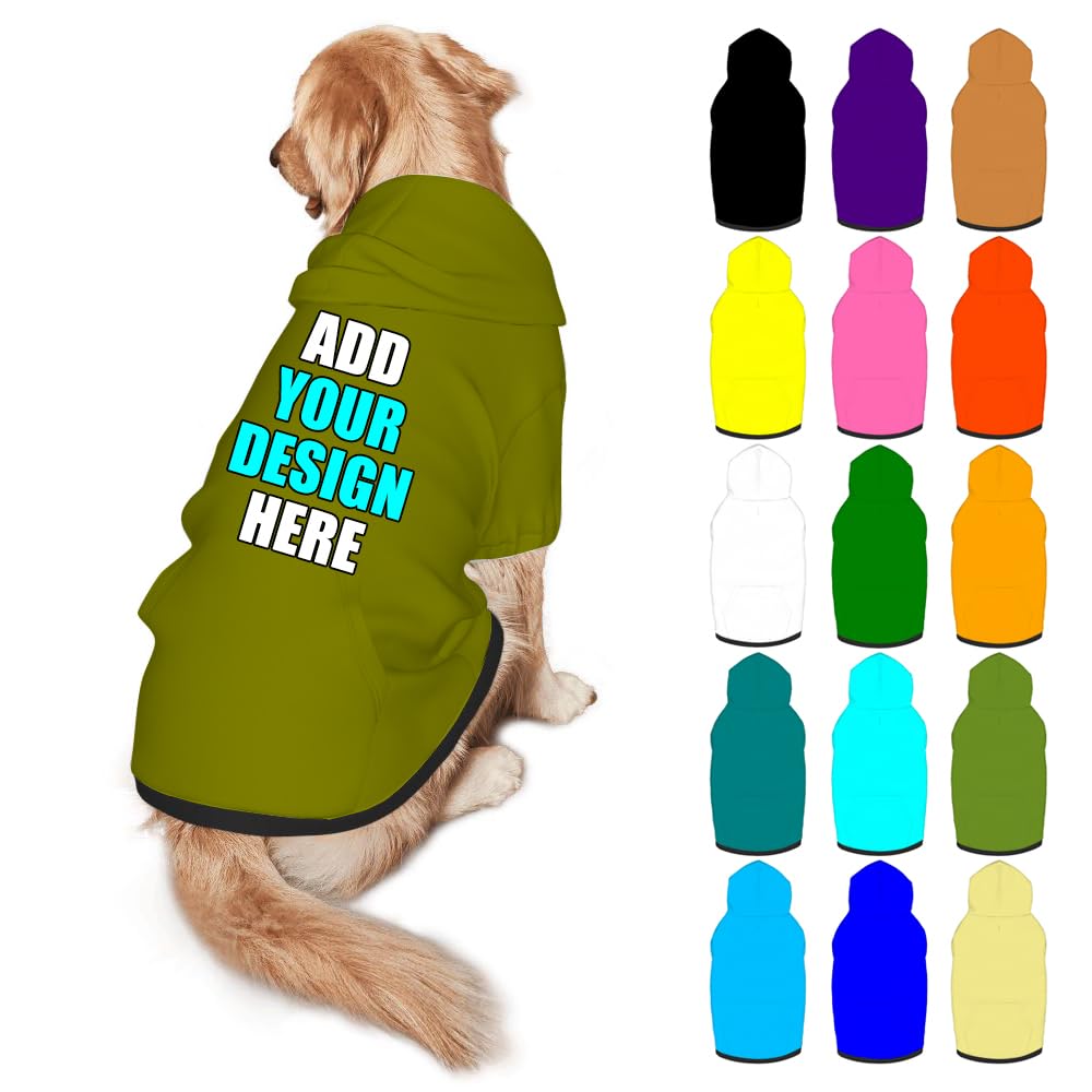 Mynvzrk Custom Dog Clothes with Photo Name Logo Personalized Dog Sweaters for Small Medium Large Dogs Breathable Warm, Gold, L