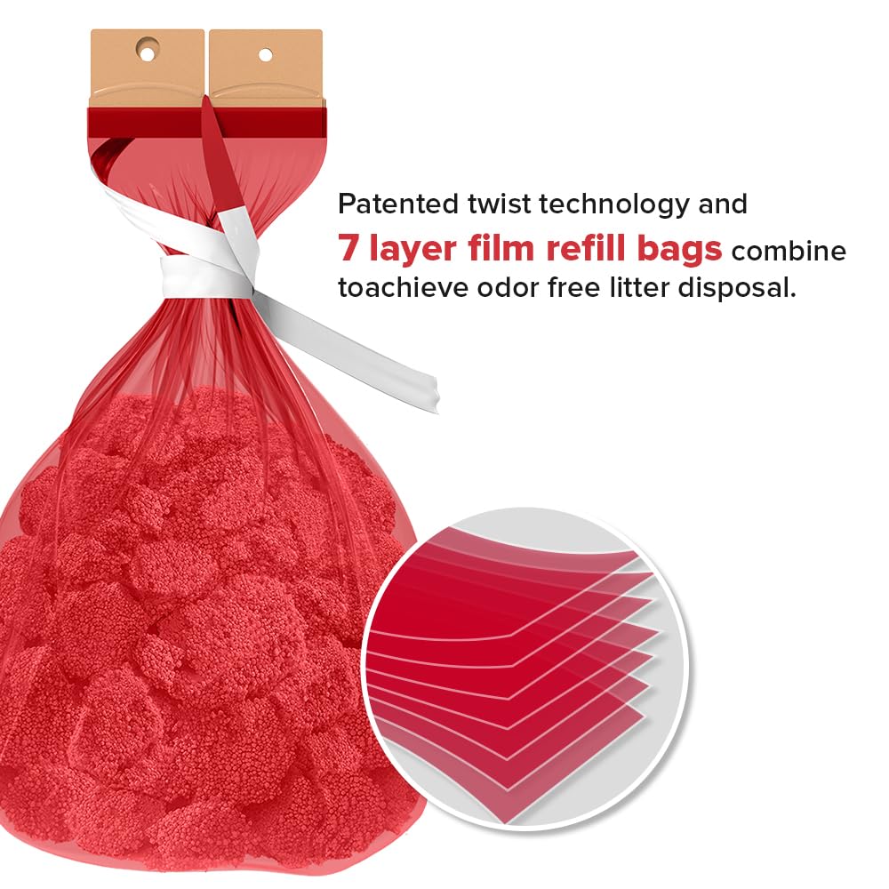 RedRocket Refill Bags for Kitty Twist'R Plus Cat Litter Pail, 7-Layer Bags with Odors Free Patented Technology Made in USA (1pack(10pcs))