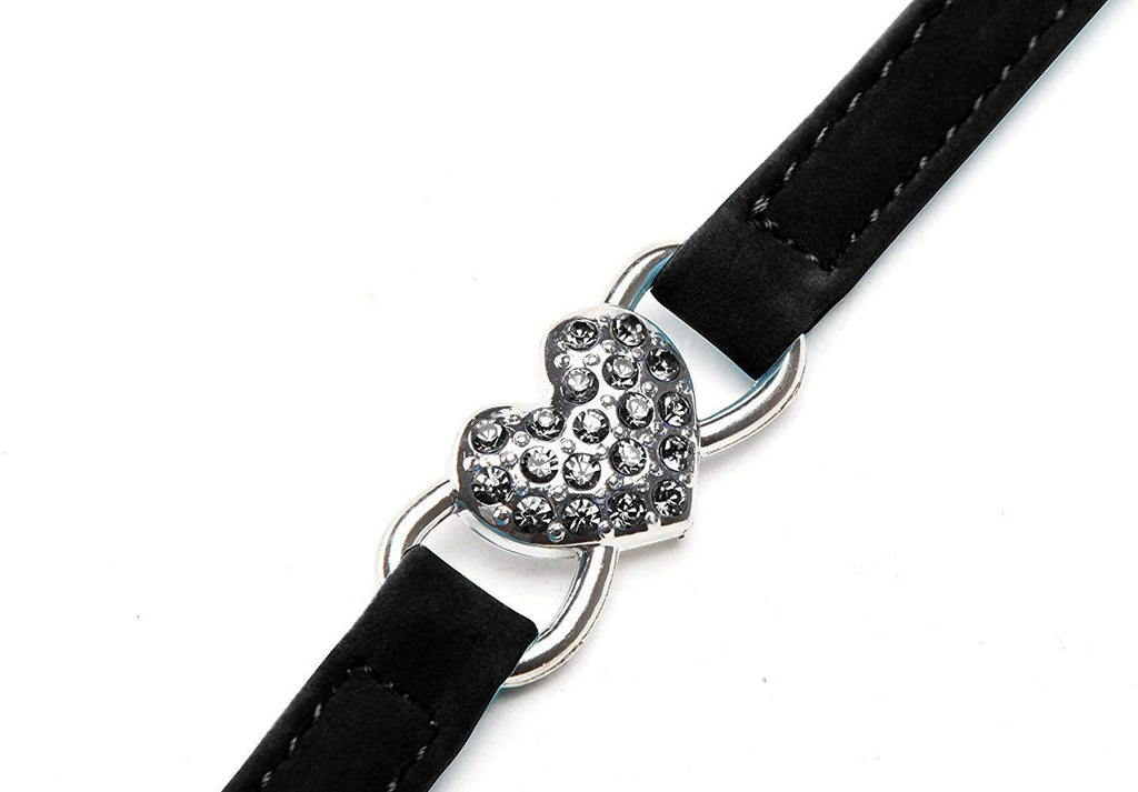 CHUKCHI Pink Soft Velvet Safe Cat Adjustable Collar with Crystal Heart Charm and Bells 8-11 Inches(Black+Red+Pink+Blue)