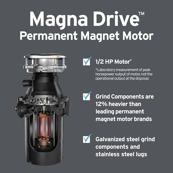 InSinkErator Essentials ES50 Kitchen Garbage Disposal with Power Cord, 1/2 HP Motor Continuous Feed Food Waste Disposer, ES50 W/C