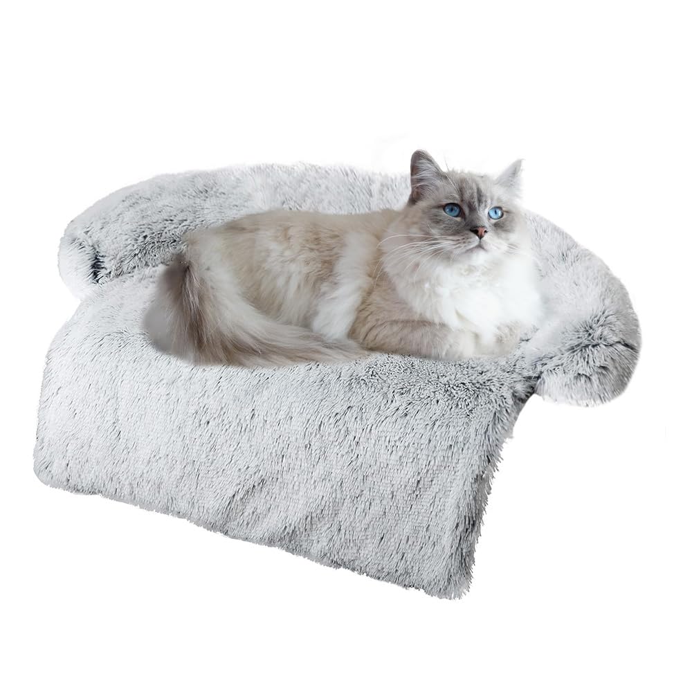 Tinaco Calming Dogs/Cats Bed Mats, Dog Pad Washable Removable Couch Cover, Plush Long Fur Mat for Pets, Waterproof, Perfect for Small, Medium and Large Dogs and Cats (Desert Brown, 45"x37"x 6.0")