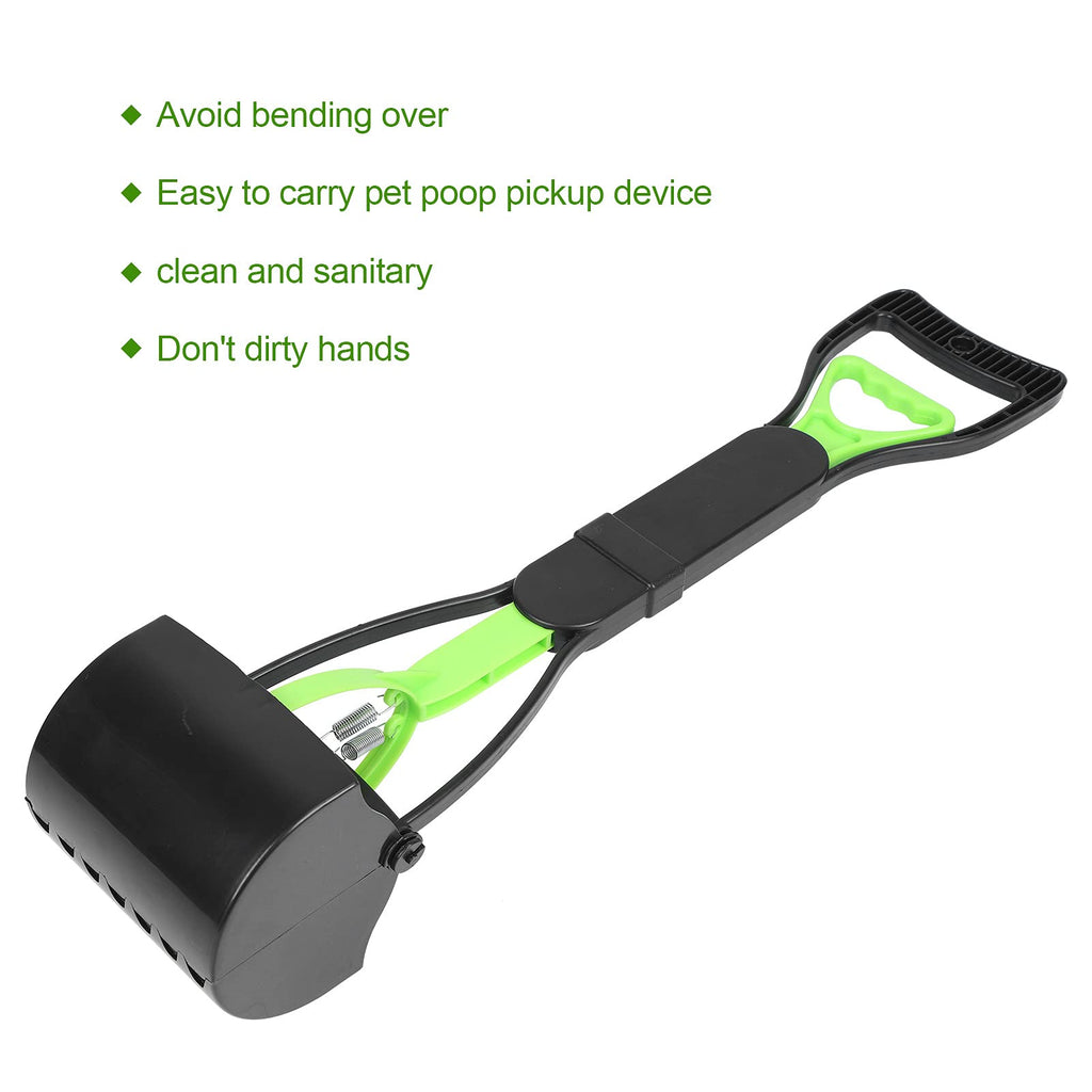 Pet Pooper Scooper, Long Handle Folding Poop Scoop, Stable Jaw Scoop Easy for Small Pet Poop, Pick Up Animal Waste Dog Puppy Cat Waste Picker Cleaning Tools Outdoor Dog Pooper Scooper(green+black)