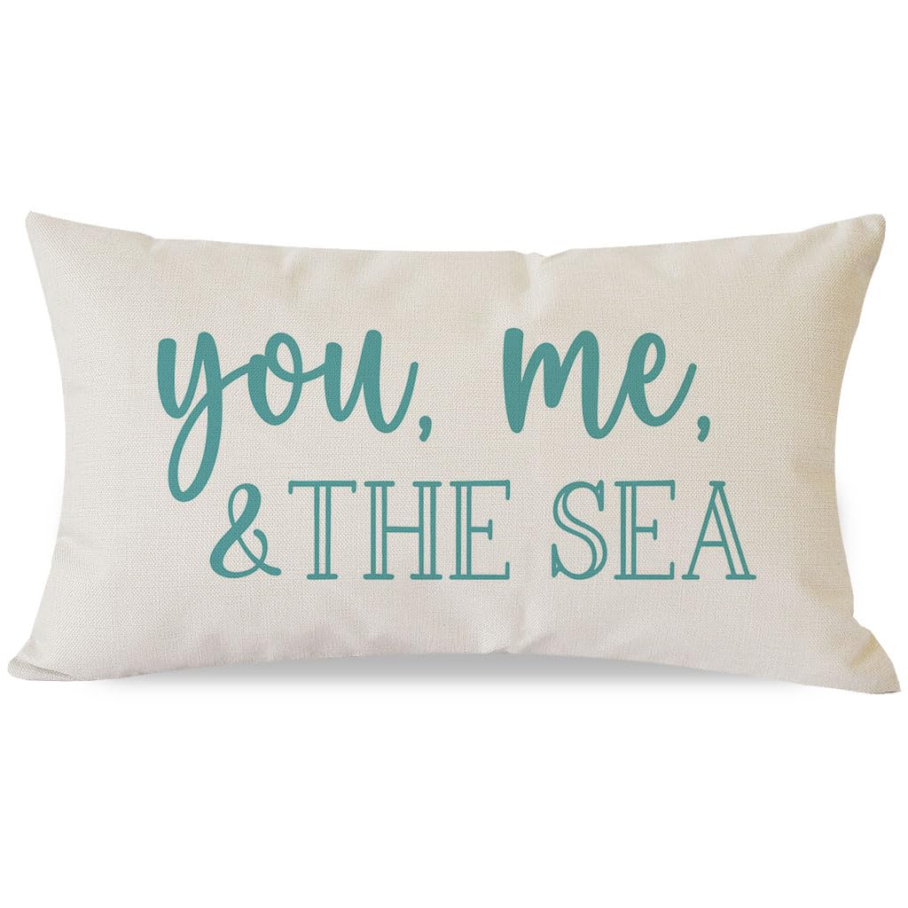 PANDICORN Summer Beach Throw Pillow Covers 12x20 Inch, You Me and The Sea