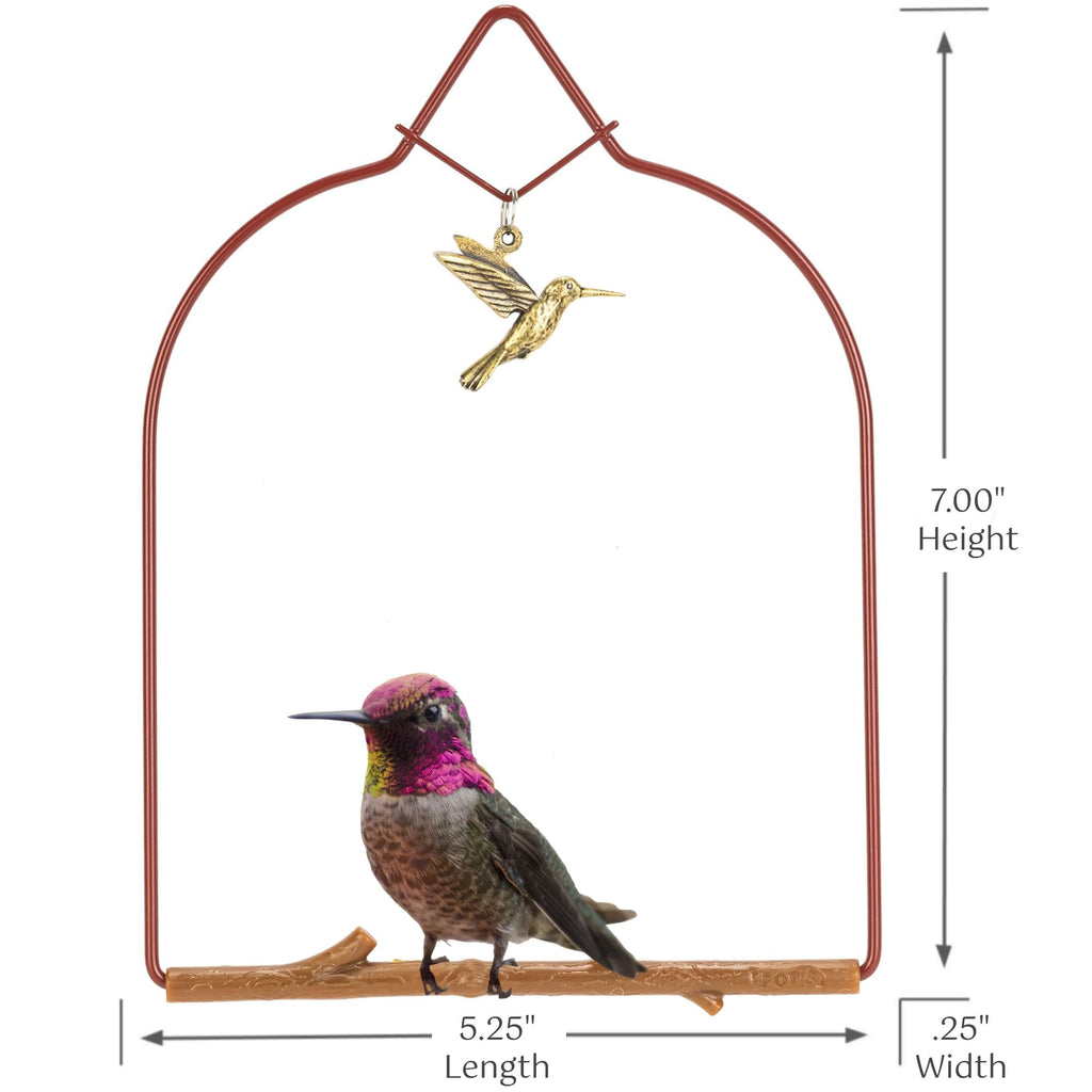 Pop's Birding Hummingbird Swing,USA Made Original Charm Humming Bird Swing for Outdoors - Perfect Bird Perch for Small Wild Birds Backyard Birding - 100% Made in USA, Hook Included