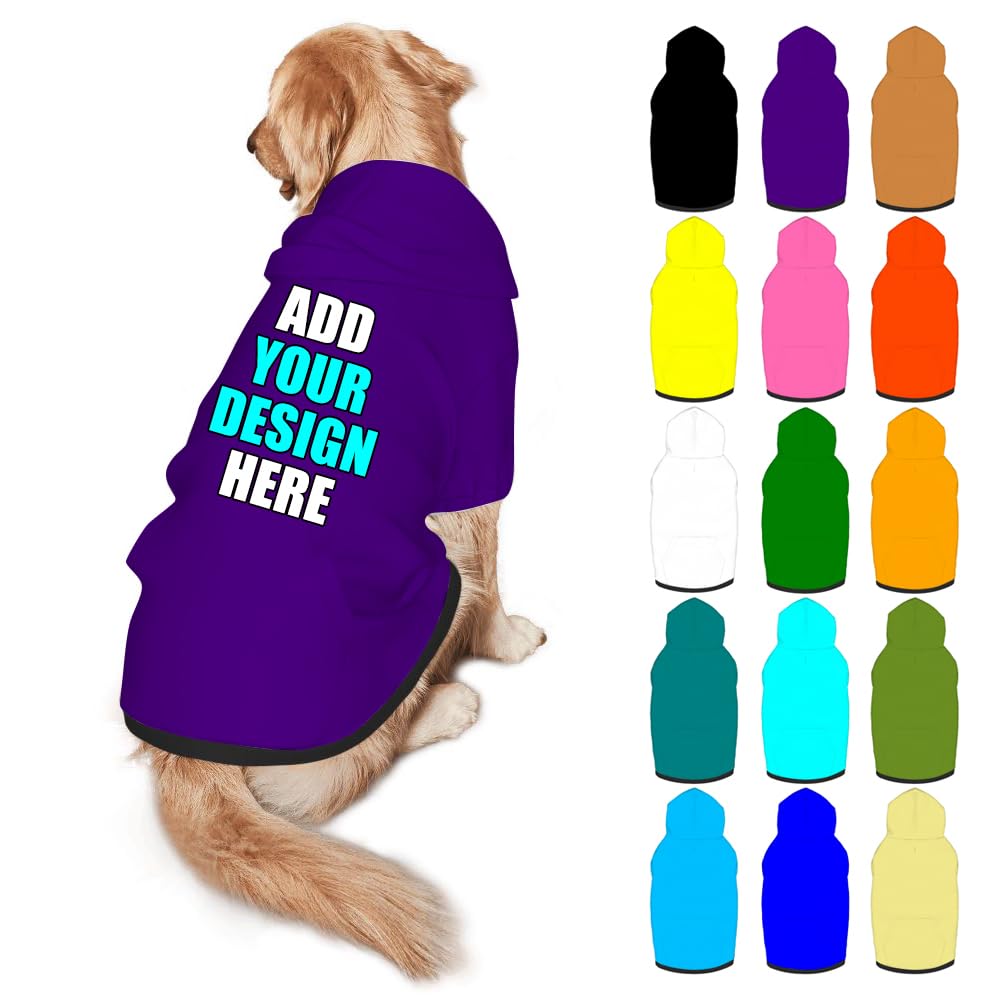 Mynvzrk Custom Dog Clothes with Photo Name Logo Personalized Dog Sweaters for Small Medium Large Dogs Breathable Warm, Navy, XL