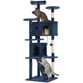 70in Cat Tree Cat Climbing Tower with Scratching Post, Cats House Perch Kitten Tree Condo Wood Playhouse, Pet Trees Tower for Indoor Cats, Navy Blue