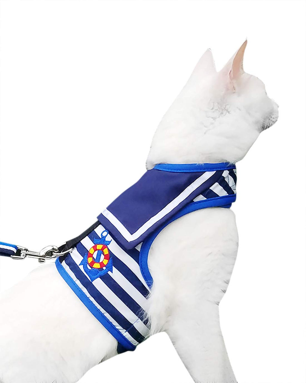 YIZHI MIAOW Cat Harness and Leash Set Escape Proof, Sailor Suit Navy, Large