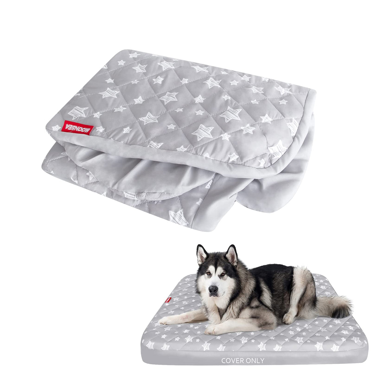 Waterproof Dog Bed Covers Replacement Lovely Grey Star Print, 35x44 Inches