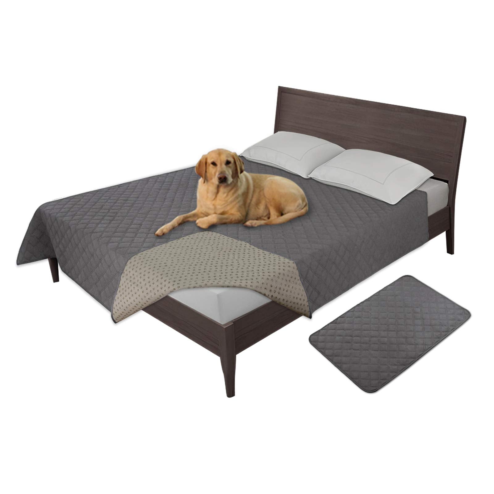 Easy-Going Waterproof Dog Bed Cover, Non-Slip Pet Blanket, 86x82in, Gray