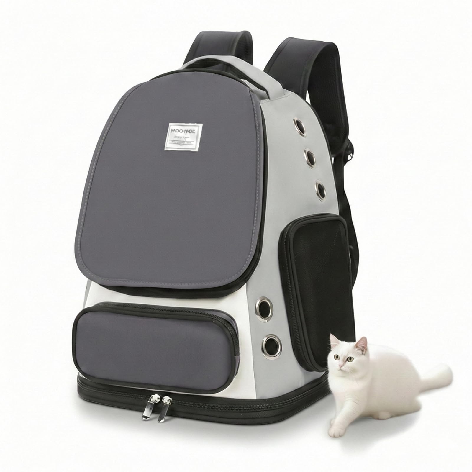 GixDix Cat Backpack Carrier, TSA Airline Approved Pet Travel Bag for Small Medium Dogs, Ventilated Hiking Camping Backpack for Cats, Kitten and Puppy up to 18 lbs, Gray Mesh