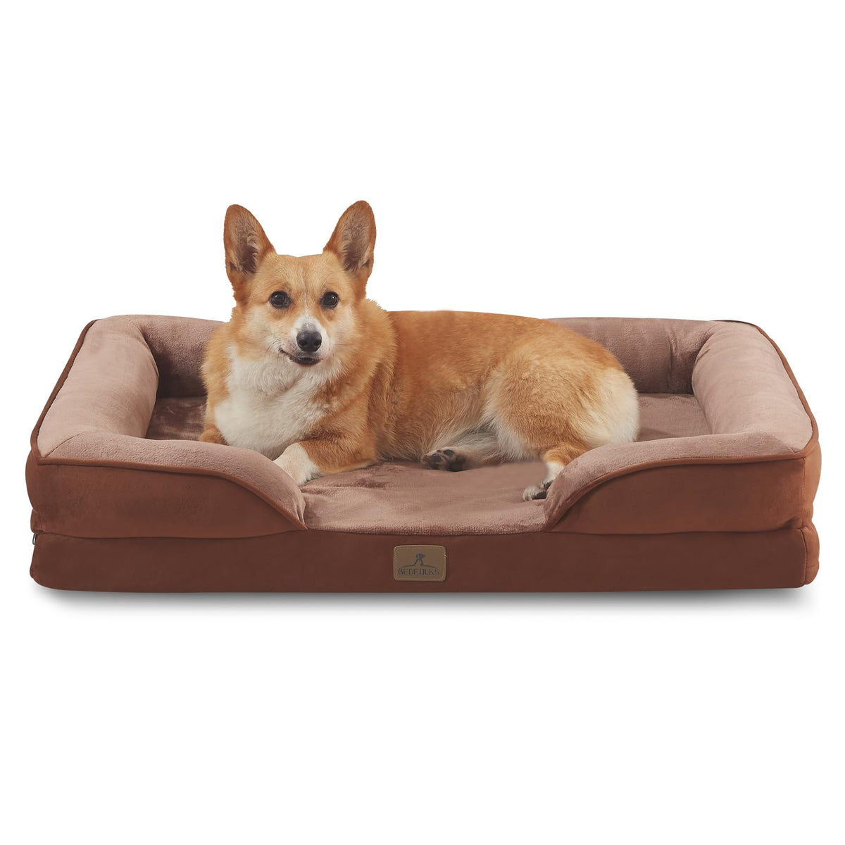 Bedfolks Orthopedic Dog Bed, Big Waterproof Dog Sofa Bed for Large Dogs, Egg Foam Pet Couch Bed with Removable Washable Cover and Nonslip Bottom, Black