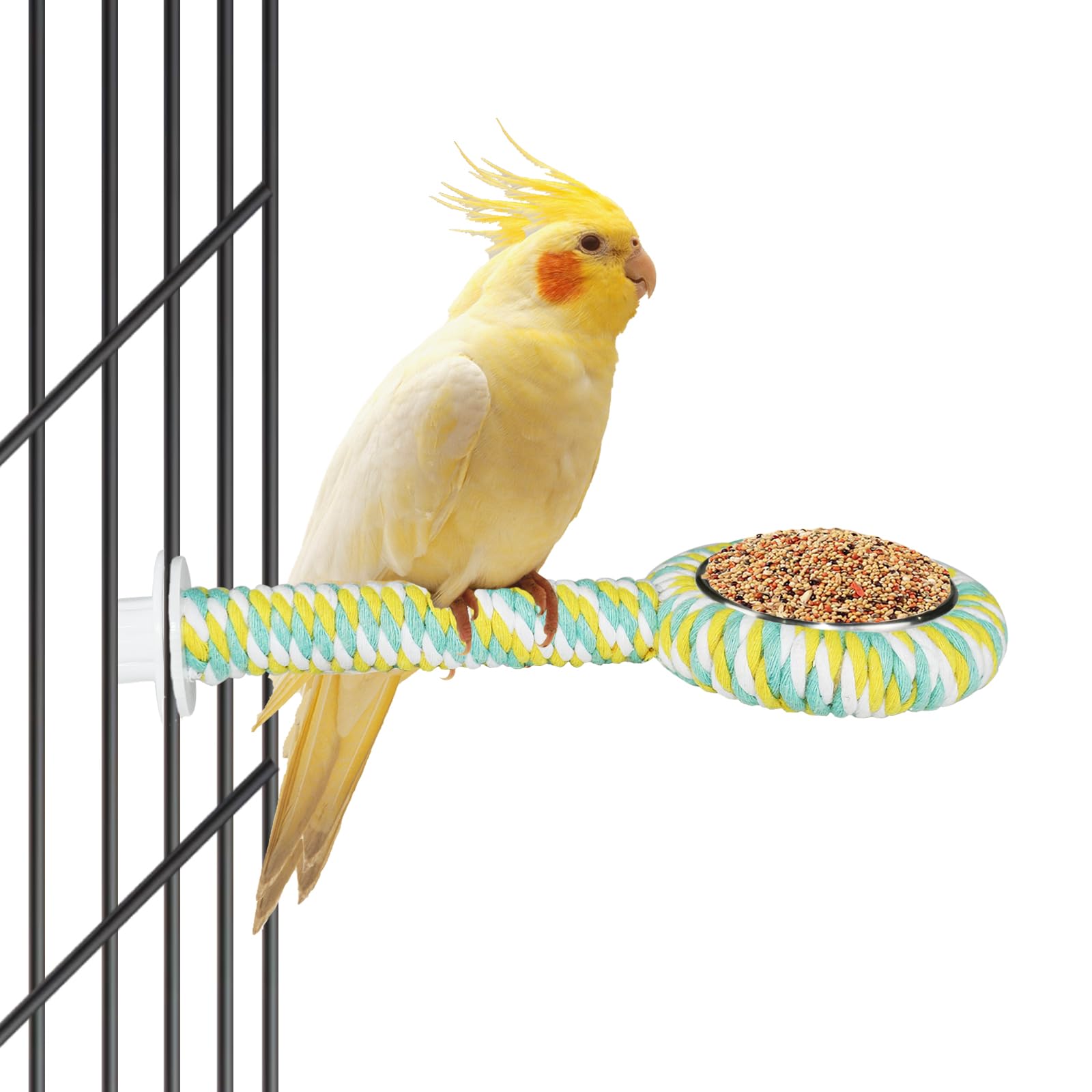 ASOCEA Bird Perch Feeding Cup,Bird Bowls for Cage Parakeet Feeder Parrot Food Bowls Parrot Cage Accessory for Budgie Lovebird Cockatiel Parakeet Canary Finch Small Parrots,Colorful