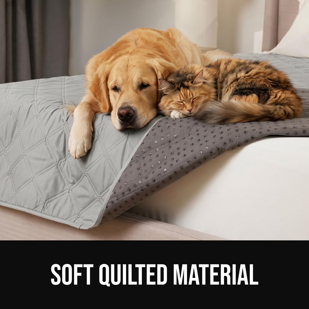 GORILLA GRIP® Waterproof Dog Blanket, 82x52, Leakproof Couch Cover for Dogs, Silicone Grip Backing, Protects Sofa, Sectional, Bed, Crate, Car & RV, Tear-Resistant Washable Pet Blanket Light Gray