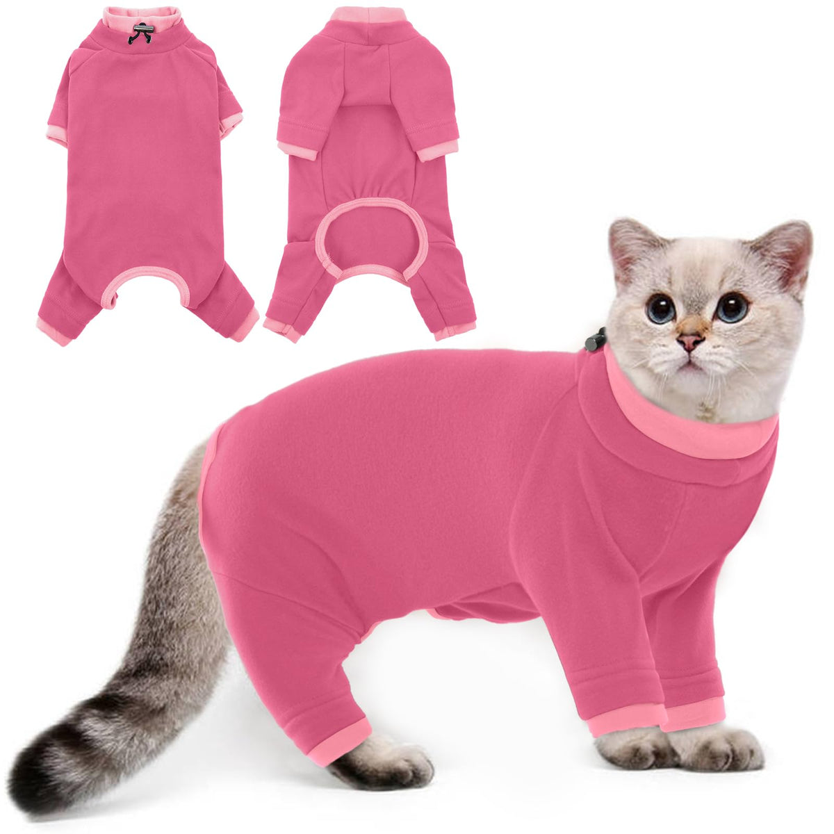 PUMYPOREITY Sticky Hair Cat Clothes, Prevent Hair Loss Cat Pajamas, Soft Cat Sweaters for Cats Only, Cat Hair Sticky Onesie, Cat Recovery Suit After Surgery, Green, S