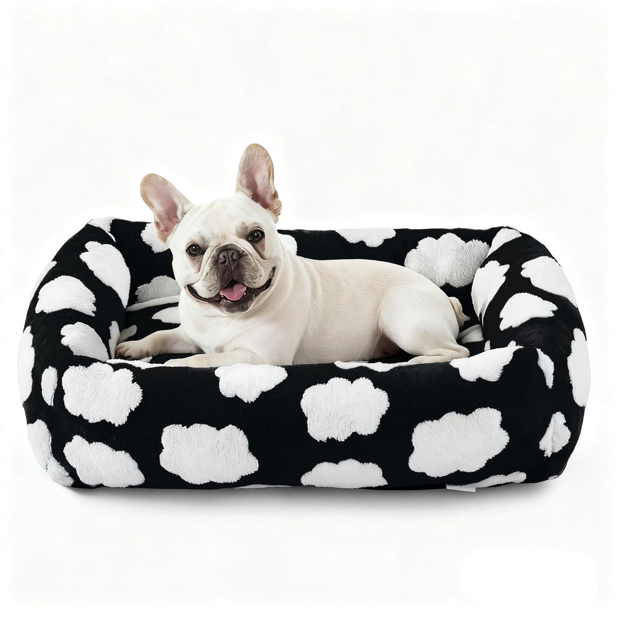 JOEJOY XL Dog Beds Large Sized Dog, Removable Washable Cover Orthopedic Soft Faux Rabbit Fur Pet Bed, Anti-Slip Fluffy Plush Faux Rabbit Fur Puppy Bed, 42"x36"x9", Leopard Print, Grey