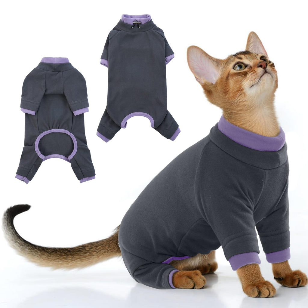 PUMYPOREITY Sticky Hair Cat Clothes, Prevent Hair Loss Cat Pajamas, Soft Cat Sweaters for Cats Only, Cat Hair Sticky Onesie, Cat Recovery Suit After Surgery, Black, M