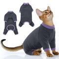 PUMYPOREITY Sticky Hair Cat Clothes, Prevent Hair Loss Cat Pajamas, Soft Cat Sweaters for Cats Only, Cat Hair Sticky Onesie, Cat Recovery Suit After Surgery, Black, M