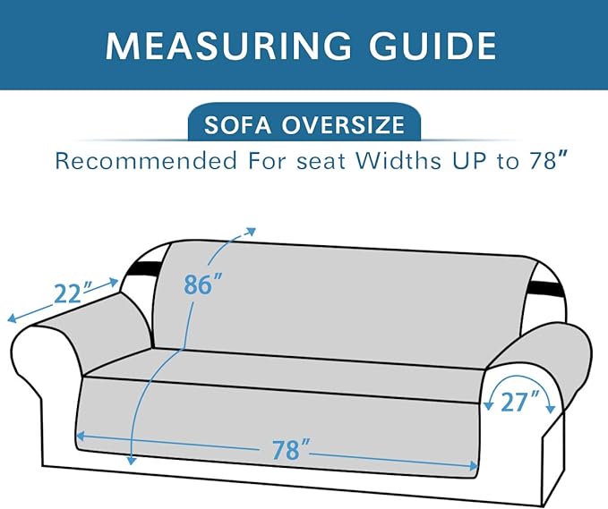 H.VERSAILTEX Reversible Sofa Slipcover Furniture Protector Water Resistant 2" Elastic Straps Sofa Cover Couch Covers Pets Kids Fit Sitting Width Up to 78" (Oversized Sofa: 86" x 132", Black/Grey)