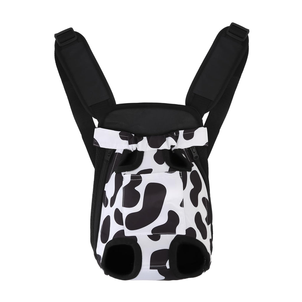 Inspack Dog Backpack Carrier/Cat Carrier, Adjustable Pet Front Carriers Travel Bag for Puppy Medium Dogs, Legs Out, Soft Ventilated Doggie Chest Carry Backpacks for Hiking/Camping, 4-7 lbs, Cow Print