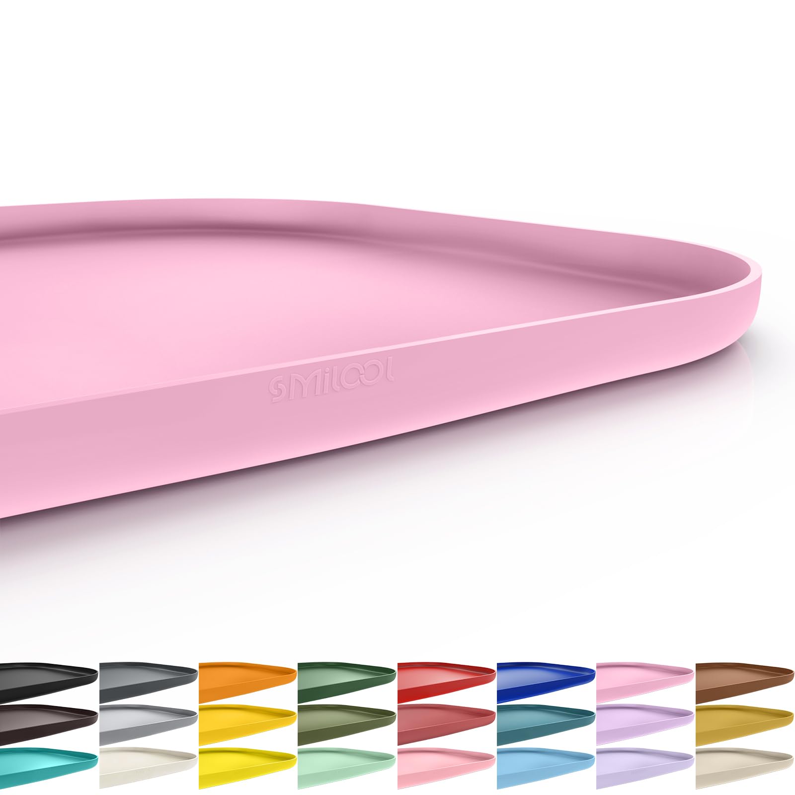 SMILOOL Waterproof Silicone Pet Food Mat with Raised Edge for Dog & Cat
