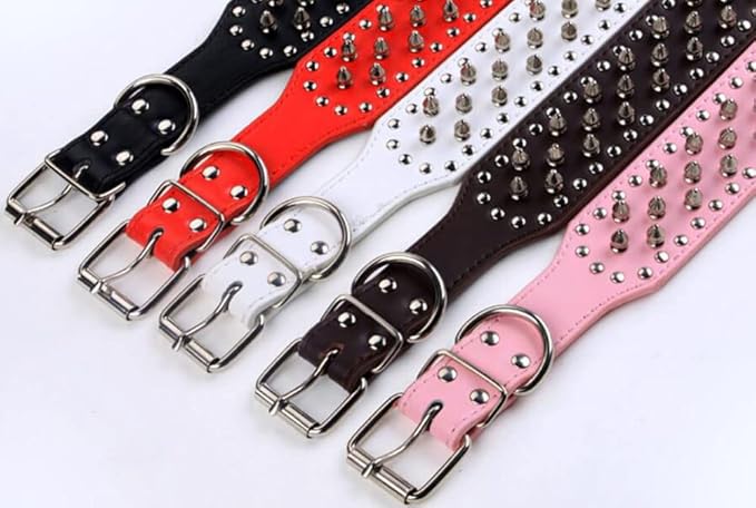 Serijoars Spiked Studded Dog Collar, PU Leather Dog Collar, Adjustable Pet Collars for Medium or Large Breed Pet (M, Camouflage)