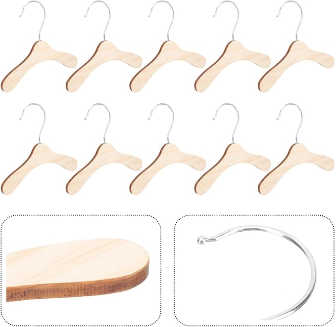 GLSTOY Wooden Dog Clothes Hangers 8.66 Inch Small Pet Apparel Hangers Wear-Resistant Household Dog and Cat Clothes Storage Accessory