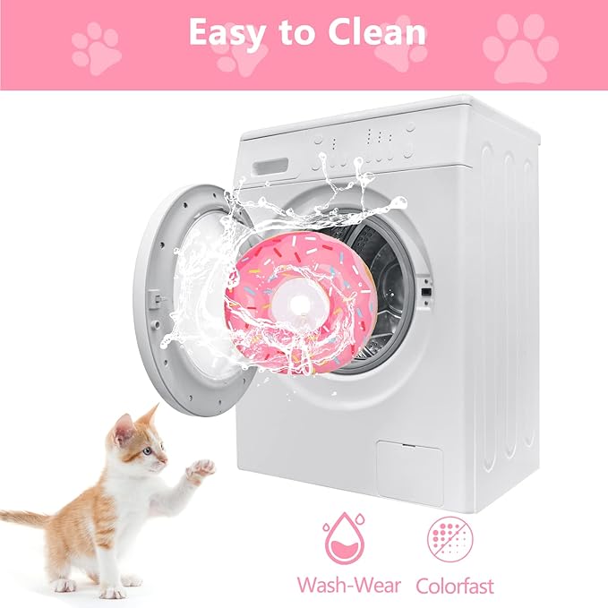 Hpetppy Cat Cone Collar Soft, Cat Recovery Collar for Wound Healing Cute Donut Adjustable Kittens Cones to Stop Licking Comfortable Lightweight Neck Elizabethan Collars for Cats Kittens After Surgery