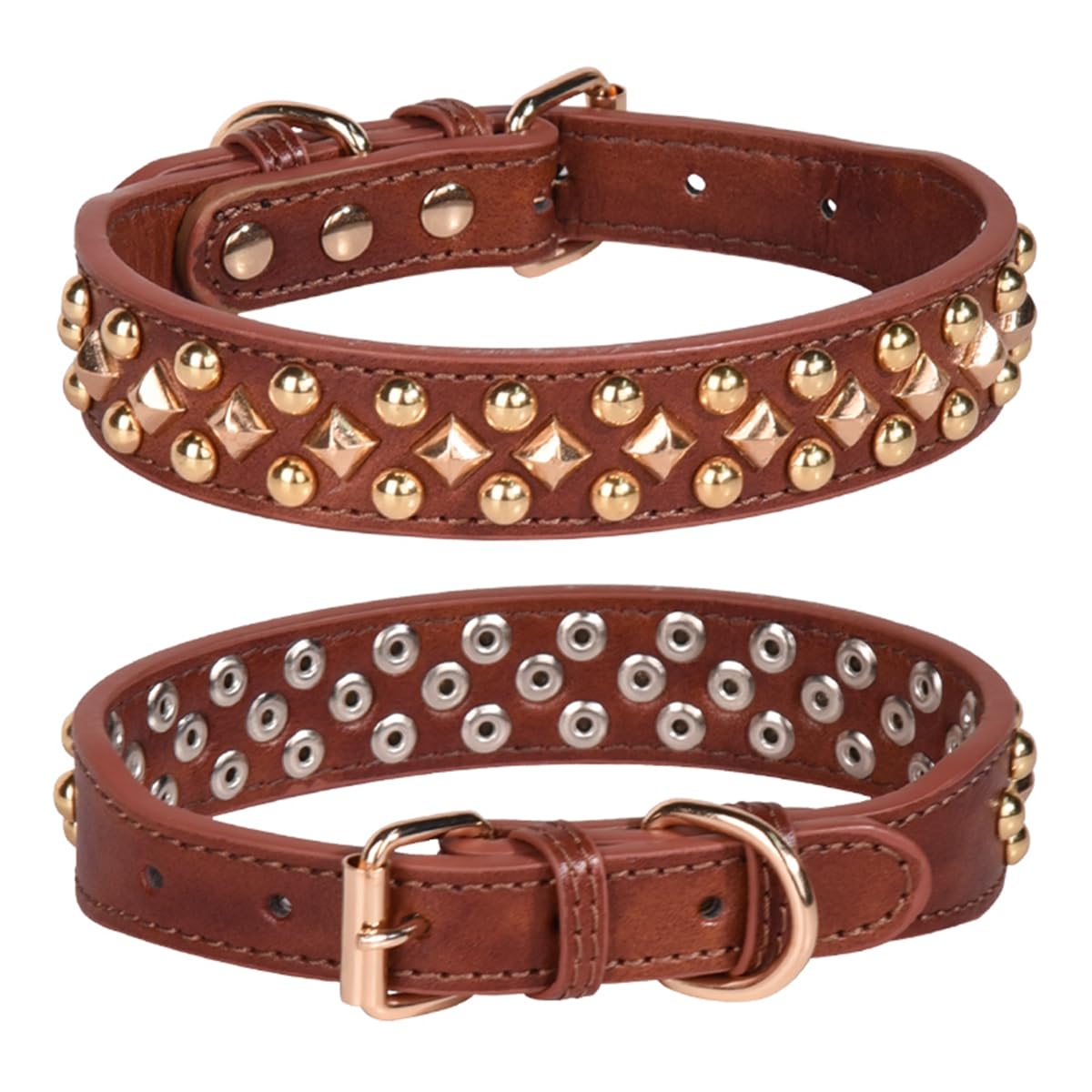 haoyueer Spiked Dog Collar Soft Pu Leather Mushrooms Rivet Spike Studded Puppy Adjustable Pet Collars for Small Breeds (XS, Yellow)