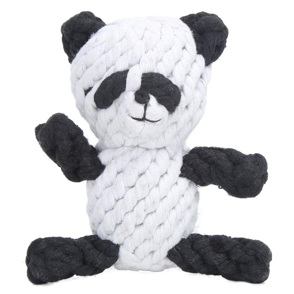 ZAICOLER Pet Cotton Rope Biting Chewing Molar Toy, Cartoon Animal Shape & Pure Manual Weaving, Dog Rope Toys with Strong and Hard, Grind and Clean Teeth, Relieve Pressure (Panda)
