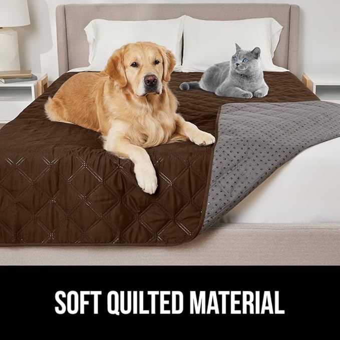 GORILLA GRIP Waterproof Couch Cover for Dogs, Gripped Slip Resistant Backing, Leak Proof Washable Dog Blanket Covers Sofa, Bed, Sectional, Crate, Car, RV Seats, Pet Puppy Essentials, 50x40 Brown