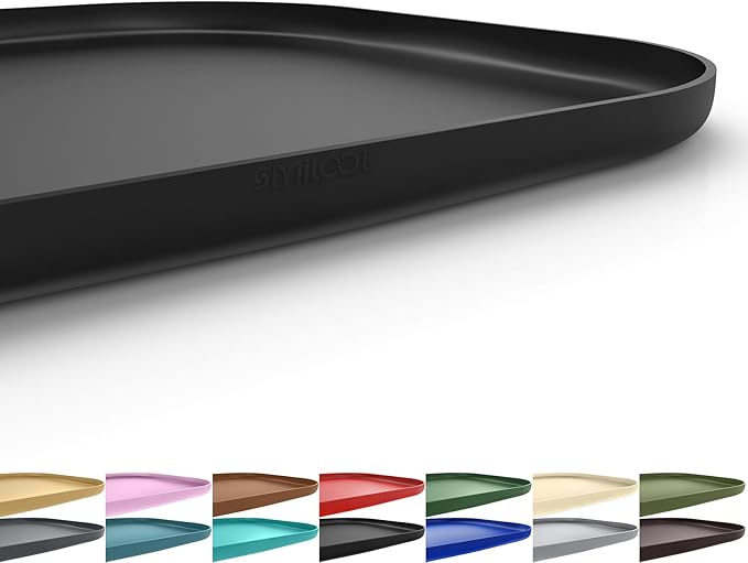 SMILOOL Silicone Pet Feeding Mat with Raised Edge for Food and Water, Dog Bowl Mats, Cat Bowls Placemat with High Lip for Floor Waterproof, Rubber Tray for Cats and Dogs 24 x 16 x 0.8 Dark Grey