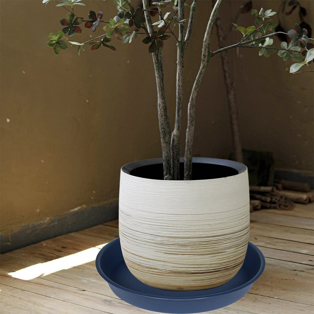 Bleuhome 4 Pack of 16 17 inch Plant Saucer (15 inch Base), 2.3" Depth, Heavy Duty Deep Plant Trays for Planter Pots, Bird Bath Bowls, Plastic Plant Saucers for Indoors (17", Blue)