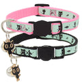 2 Pack Glow in The Dark Cat Collar with Bell Breakaway Safety Cat Puppy Collars with Pendant Black and Pink