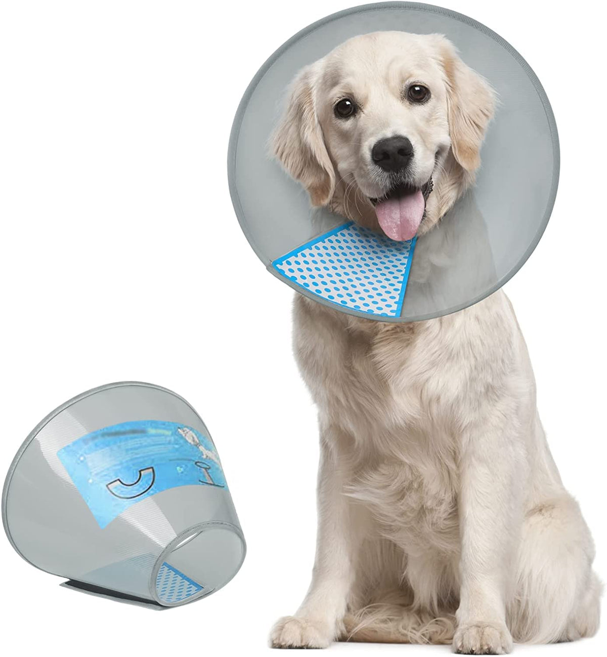 Supet Dog Cone Collar After Surgery to Stop Licking: Adjustable Recovery Elizabeth Collar Alternative for Large Medium Small Dogs, Plastic Pet Head Neck Cone (XS)