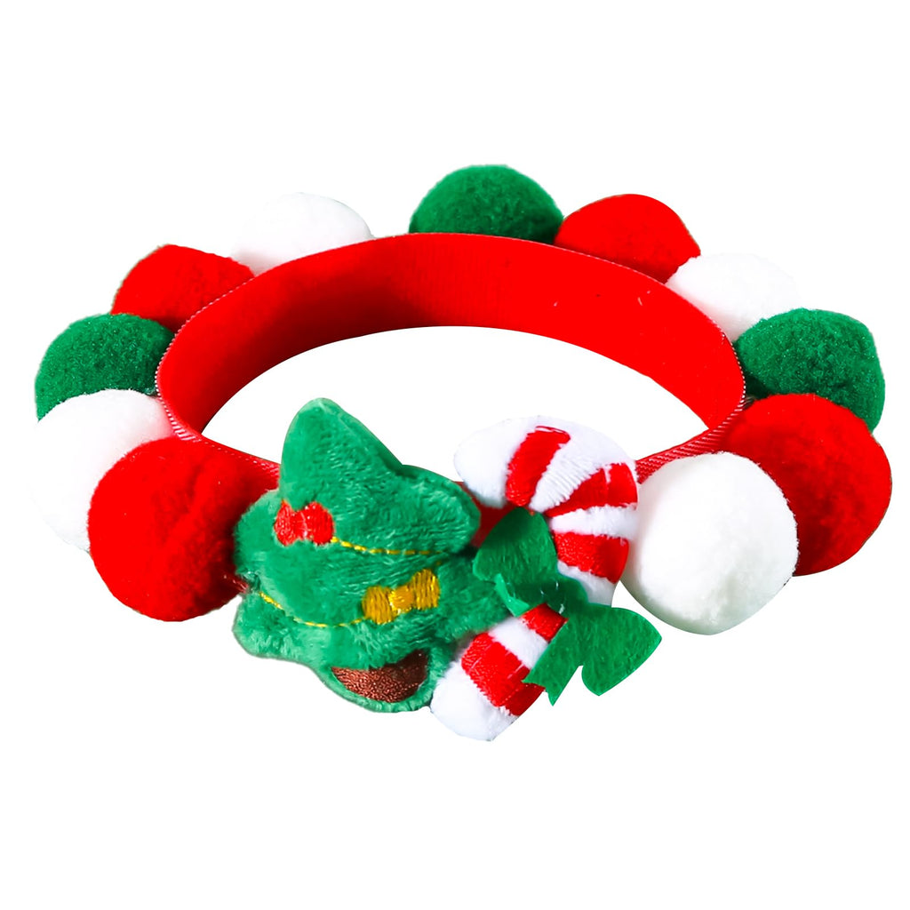 Lionheart glory Christmas Collar Pom-Pom Plush Ball Collar for Large Dogs Pet Christmas Costume Soft Funny Dog Collar Xmas Party Accessories Headgear