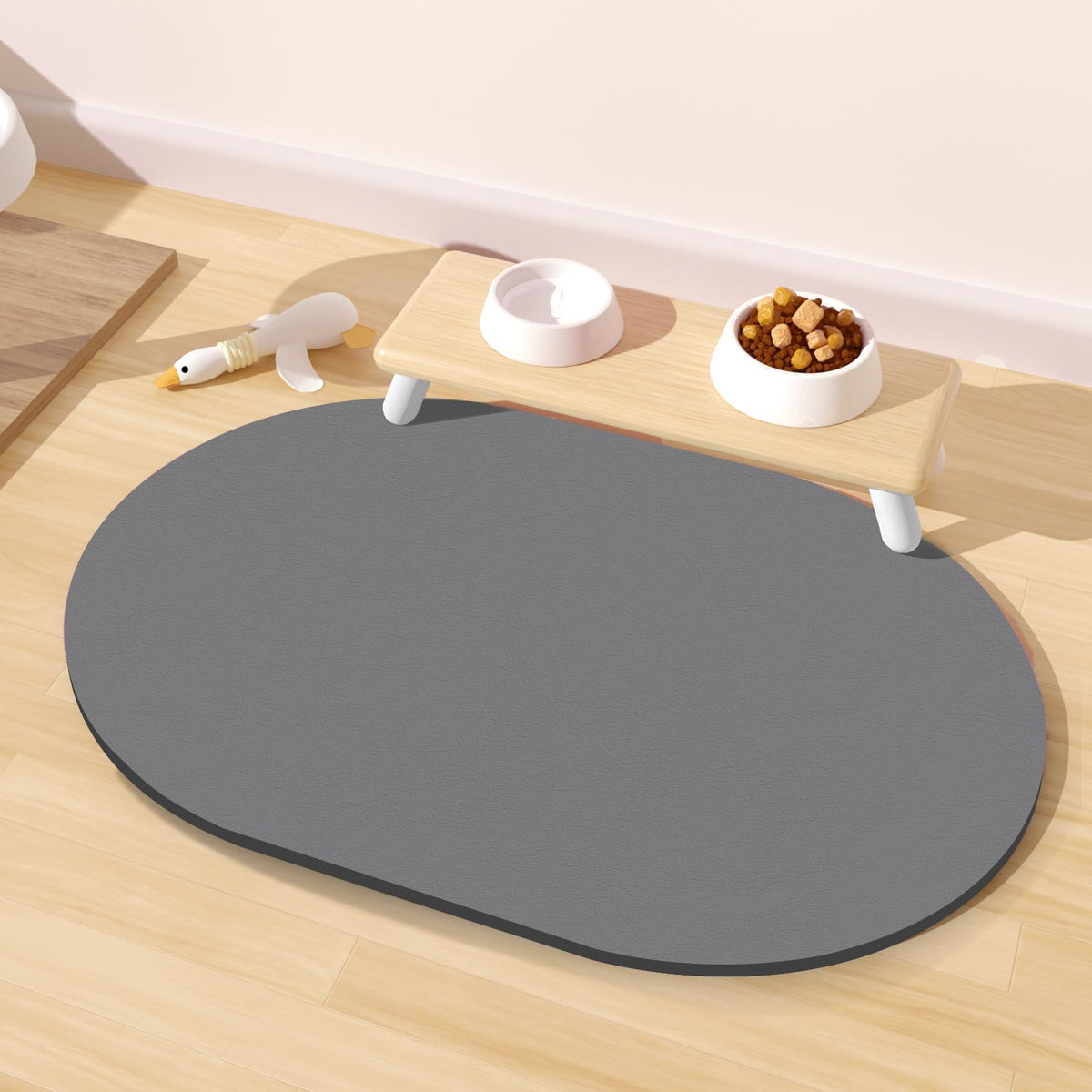 Dog Feeding Mat 24''x16'', Absorbent Pet Food Mat, No Stains Quick Dry Pet Water Mat Protect Floor, Cat Dog Water Bowl Mat for Messy Drinkers, Non-Slip Rubber Base Pet Placemats for Food and Water