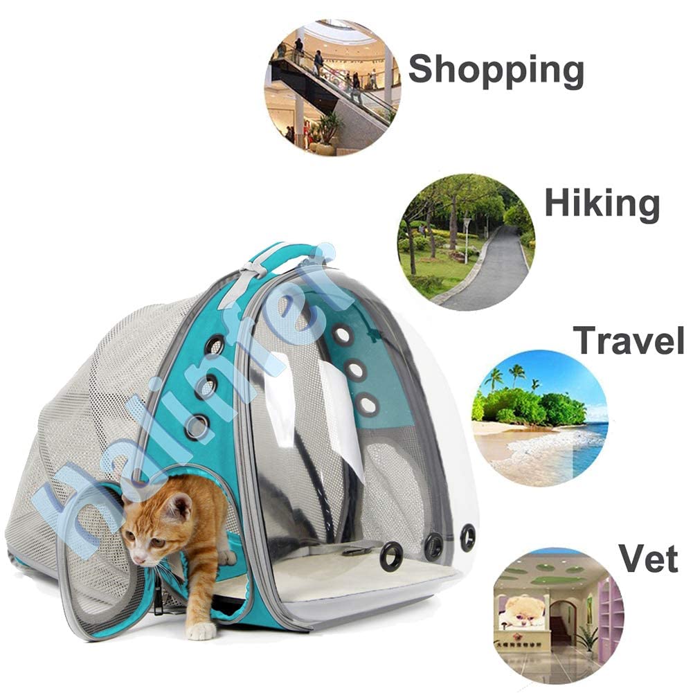 Back Expandable Cat Backpack Carrier, Fit up to 12 lbs, Space Capsule Bubble Window Pet Carrier Backpack for Cat and Small Puppy