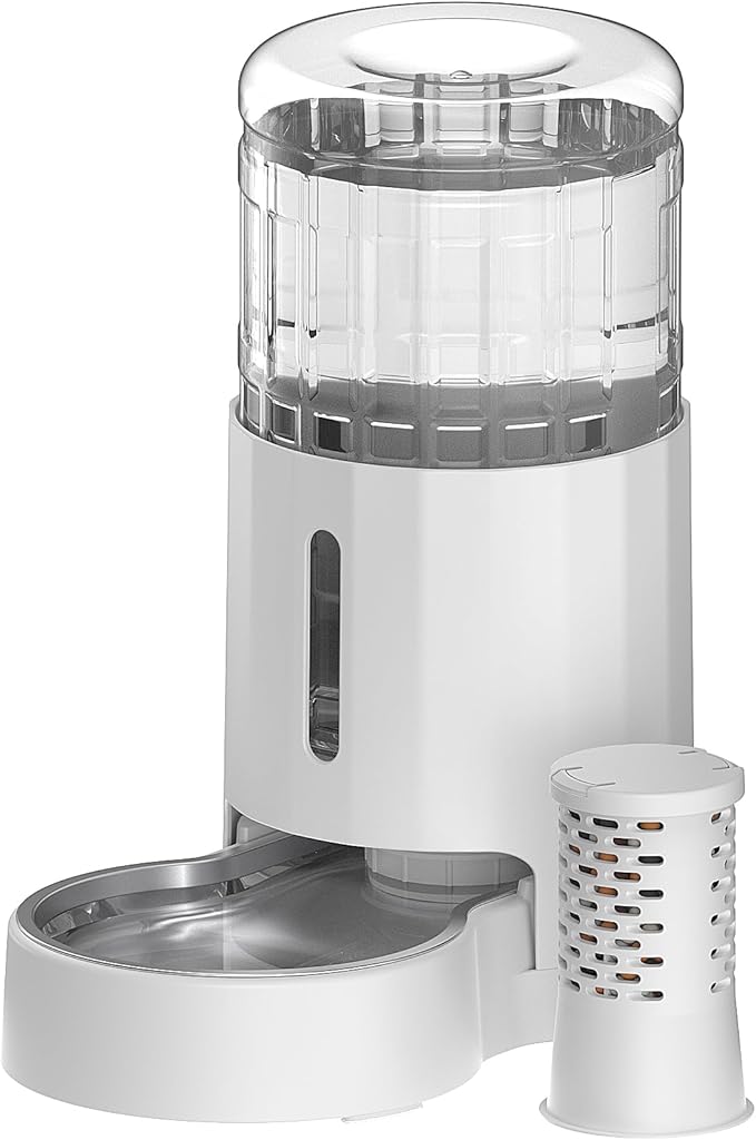 CZPET Automatic 4L/135Oz/1Gal Cat Water Dispenser with Stainless Steel Bowl, Gravity Waterer for Small Medium Dog Puppy Kitten (Black)
