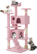 MoNiBloom 54 Inch Cat Tree Tower for Indoor Cats Large Adults, Pink Cat Tower with Scratching Post, Multi-Level Furniture Activity Center with Cat Condo Pet Play House, Soft Pink