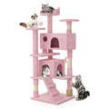 MoNiBloom 54 Inch Cat Tree Tower for Indoor Cats Large Adults, Pink Cat Tower with Scratching Post, Multi-Level Furniture Activity Center with Cat Condo Pet Play House, Soft Pink