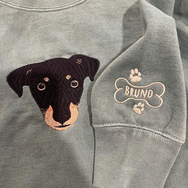 NAZENTI Custom Photo Pet Embroidered Sweatshirt, Custom Dog Face Embroidered Sweatshirt, Dog Mom Sweater,Cat Sweater