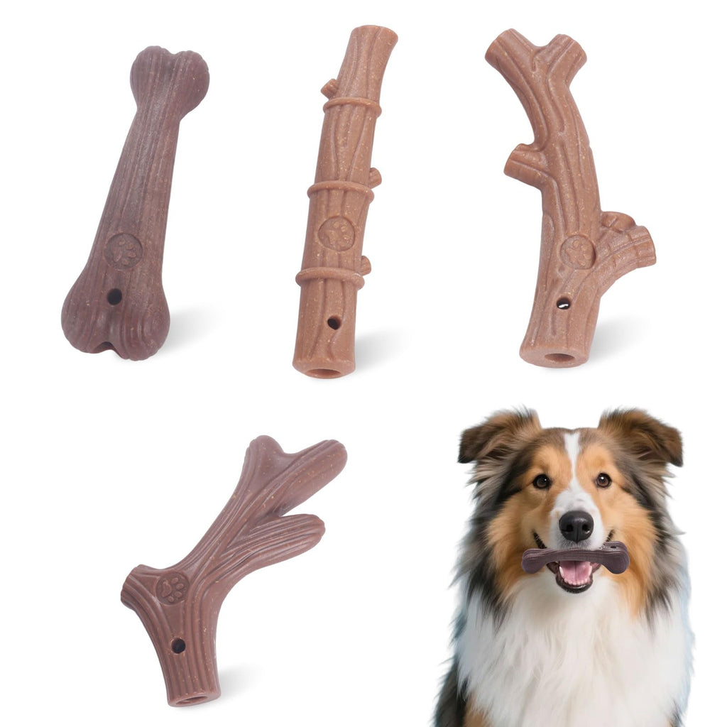 4 Pack Durable Dog Chew Toys for Aggressive Chewers-Puppy Teething Toys, Long-Lasting Dog Bones for Small & Medium Breeds-Indestructible Chew Toys for Dogs to Keep Them Busy & Support Dental Health