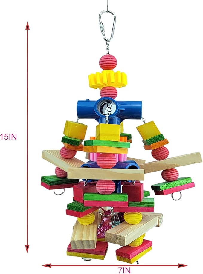 Cokliomc Parrot Toys for African Grey Parrots, Cockatoos, Small Macaws, Amazon Parrots Small and Medium Birds Natural Wooden Safe and Durable Chew Toys and Bird Cage Accessories