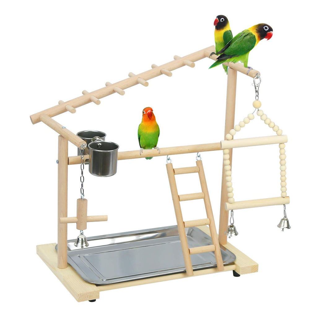 Ibnotuiy Parrot Playstand Bird Playground Wood Perch Stand