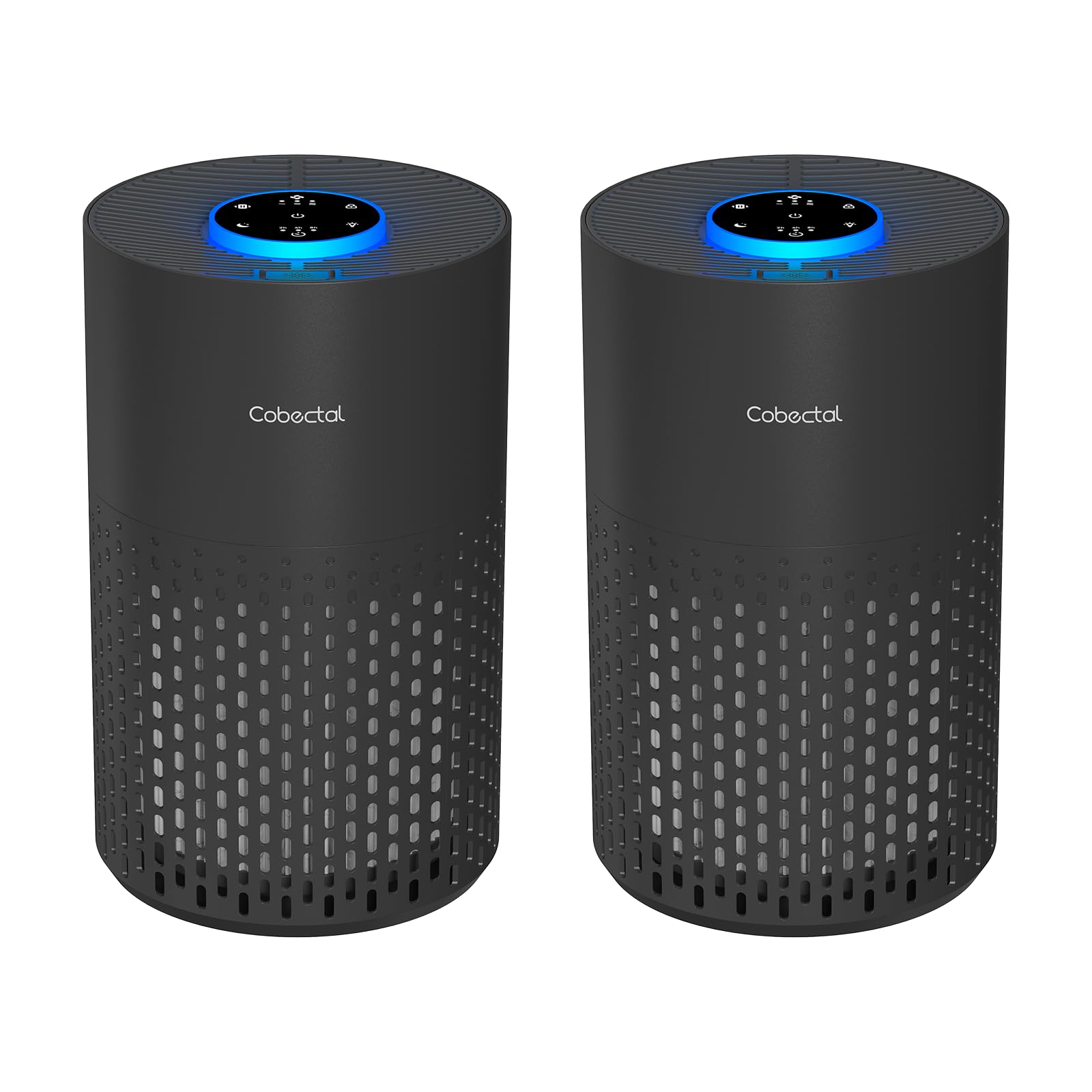 2 Pack Air Purifiers for Bedroom Home, Cobectal Air Cleaner with HEPA 3-in-1 Filter for Room up to 1050 ft², Sleep Mode & Aroma Function, Portable Air Purifiers for Office, Dorm, RVs, Black