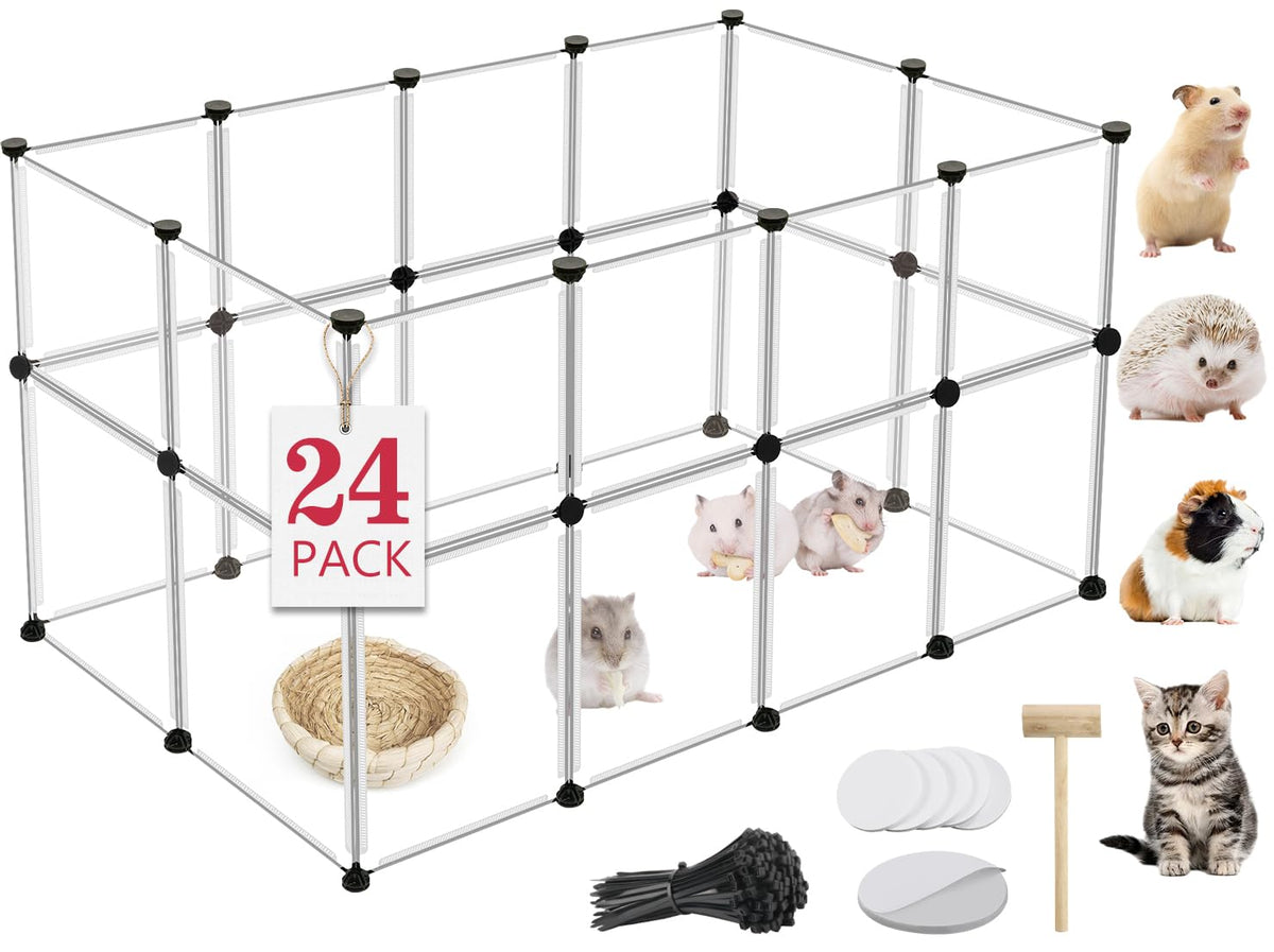 VISCOO 12 Panels Small Animal Playpen, 48" x 24" x 16" Guinea Pigs Cages
