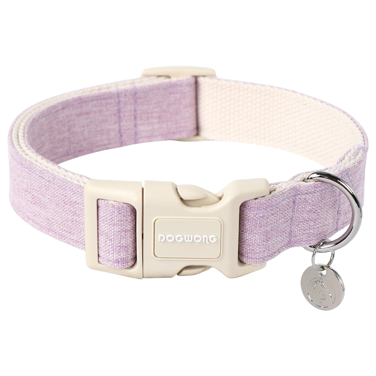 DOGWONG Cotton Hemp Dog Collar, Heavy-Duty Green Dog Collar Adjustable Soft Natural Fabric Pet Dog Collar Cute Wedding Puppy Necklace for Small Medium Large Dogs